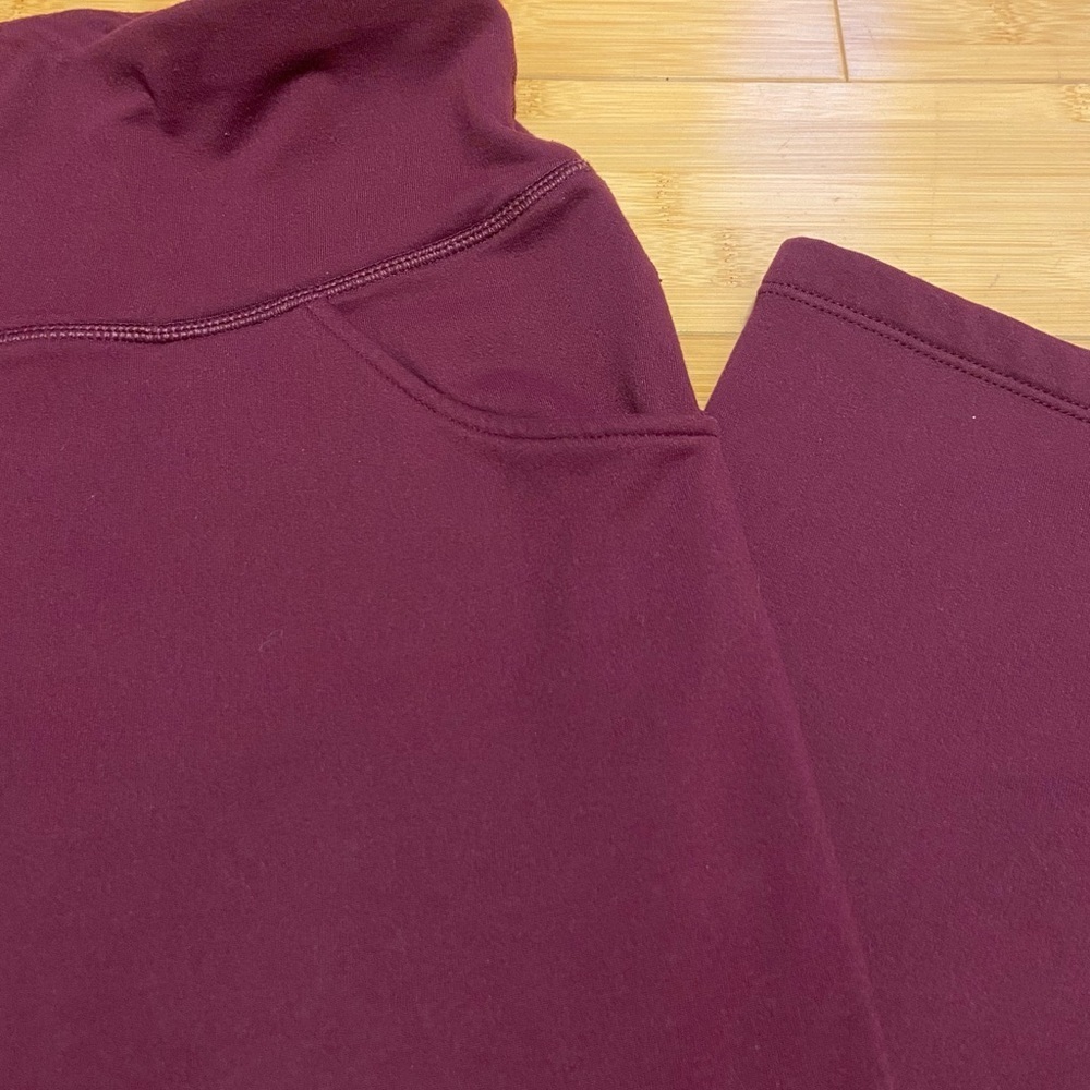 Plum Fleece Lined Flare Leggings High Waisted Yoga Pants Contour Seam - Picture 5 of 9